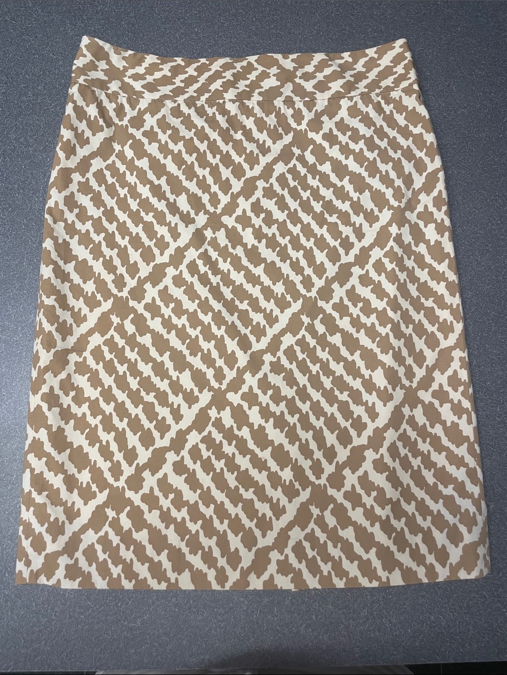 J. Crew Beige and Cream Geometric Pencil Skirt
